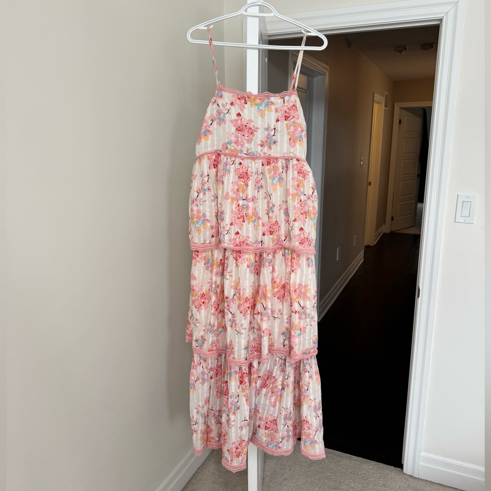 Caroline Constas Floral Tiered Cotton Maxi Dress – Size XL